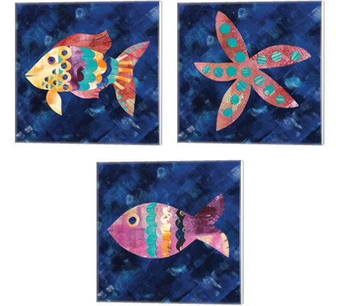 Boho Reef  3 Piece Canvas Print Set by Wild Apple Portfolio