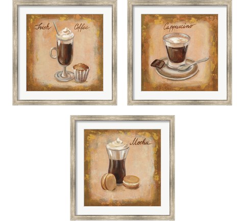 Coffee Time on Wood 3 Piece Framed Art Print Set by Silvia Vassileva