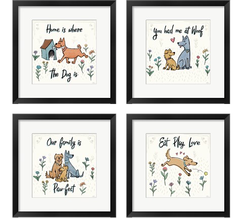 Dogs in the Garden 4 Piece Framed Art Print Set by Janelle Penner