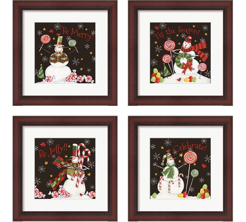Sweet Snowmen Black 4 Piece Framed Art Print Set by Anne Tavoletti