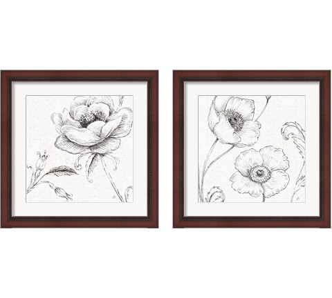 Blossom Sketches 2 Piece Framed Art Print Set by Daphne Brissonnet