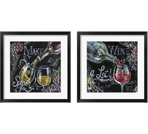 Chalkboard Wine 2 Piece Framed Art Print Set by Tre Sorelle Studios