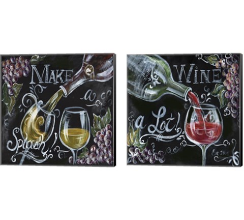 Chalkboard Wine 2 Piece Canvas Print Set by Tre Sorelle Studios