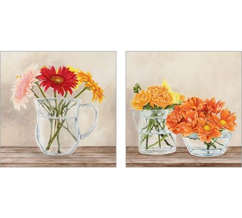 Fleurs et Vases Jaune 2 Piece Art Print Set by Remy Dellal