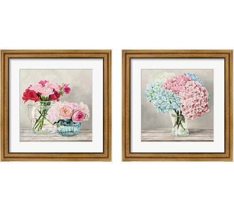 Fleurs et Vases Blanc 2 Piece Framed Art Print Set by Remy Dellal