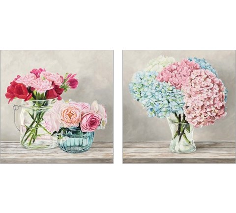 Fleurs et Vases Blanc 2 Piece Art Print Set by Remy Dellal