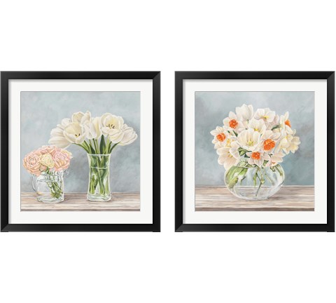 Fleurs et Vases Aquamarine 2 Piece Framed Art Print Set by Remy Dellal