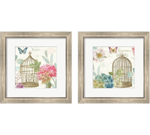 Rainbow Seeds Floral Birdcage 2 Piece Framed Art Print Set by Lisa Audit