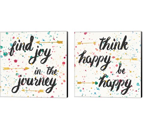 Think Happy 2 Piece Canvas Print Set by Jess Aiken