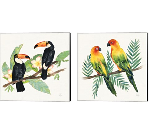 Tropical Fun Bird 2 Piece Canvas Print Set by Harriet Sussman