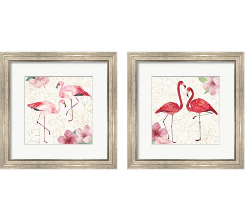 Tropical Flamingoes 2 Piece Framed Art Print Set by Harriet Sussman