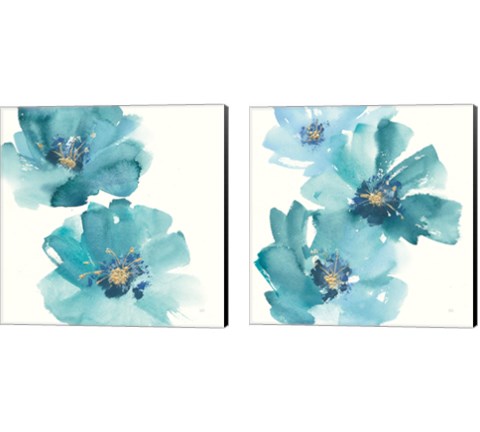 Teal Cosmos 2 Piece Canvas Print Set by Chris Paschke
