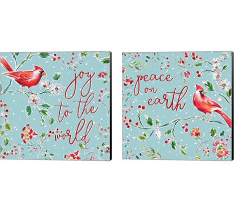 Holiday Wings Blue 2 Piece Canvas Print Set by Daphne Brissonnet
