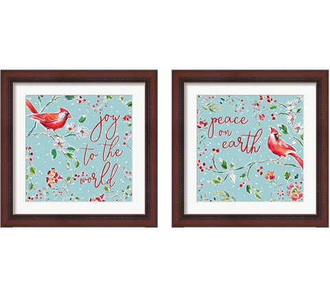 Holiday Wings Blue 2 Piece Framed Art Print Set by Daphne Brissonnet
