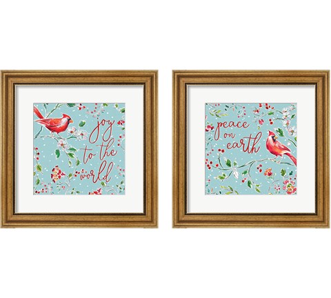 Holiday Wings Blue 2 Piece Framed Art Print Set by Daphne Brissonnet
