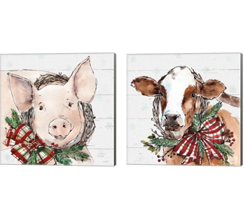 Holiday on the Farm  2 Piece Canvas Print Set by Anne Tavoletti