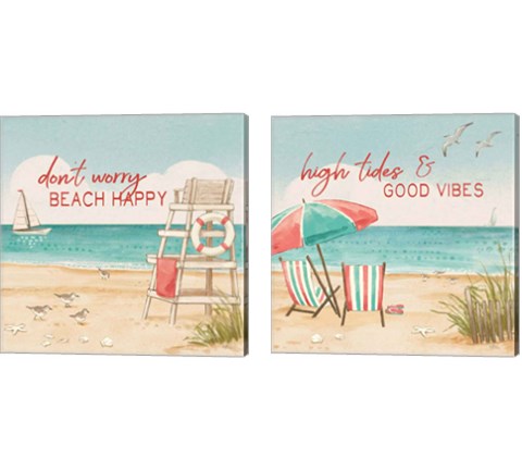 Beach Time 2 Piece Canvas Print Set by Janelle Penner