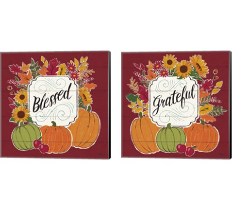 Thankful Red 2 Piece Canvas Print Set by Janelle Penner