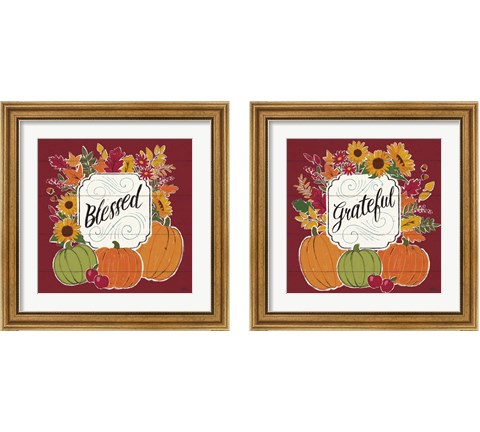Thankful Red 2 Piece Framed Art Print Set by Janelle Penner