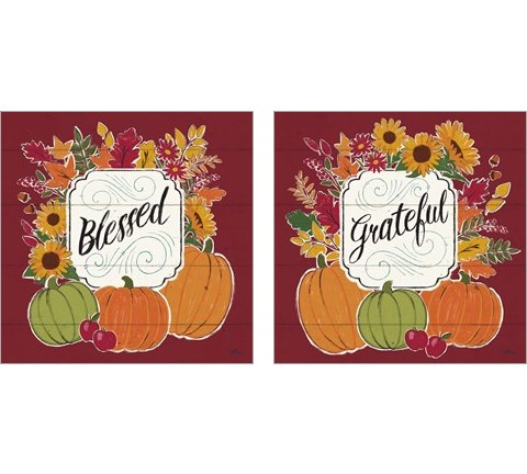 Thankful Red 2 Piece Art Print Set by Janelle Penner