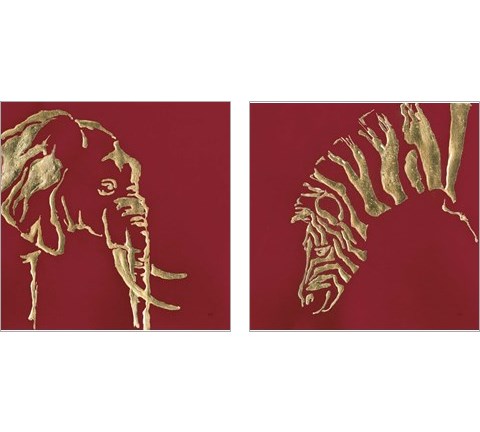 Gilded Animal Red 2 Piece Art Print Set by Chris Paschke