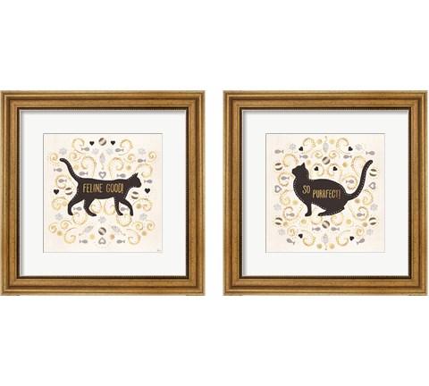 Otomi Cats Neutral 2 Piece Framed Art Print Set by Veronique Charron