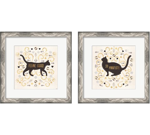 Otomi Cats Neutral 2 Piece Framed Art Print Set by Veronique Charron