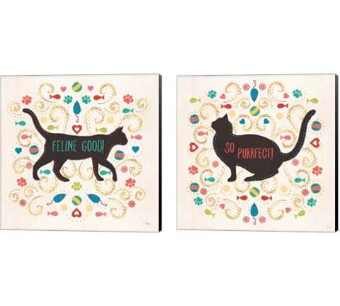 Otomi Cats 2 Piece Canvas Print Set by Veronique Charron