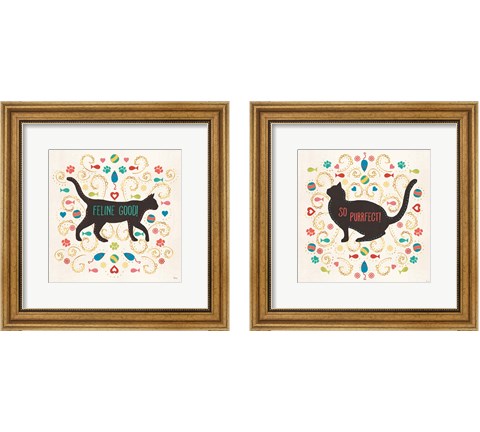 Otomi Cats 2 Piece Framed Art Print Set by Veronique Charron