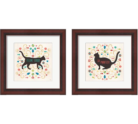 Otomi Cats 2 Piece Framed Art Print Set by Veronique Charron