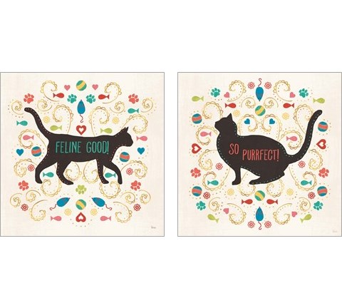 Otomi Cats 2 Piece Art Print Set by Veronique Charron