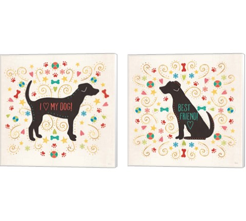 Otomi Dogs 2 Piece Canvas Print Set by Veronique Charron