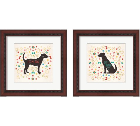Otomi Dogs 2 Piece Framed Art Print Set by Veronique Charron