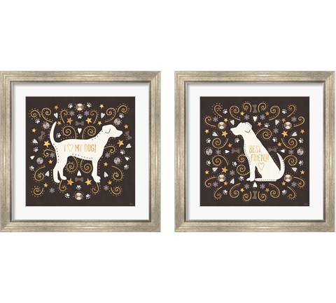 Otomi Dogs Dark Neutral 2 Piece Framed Art Print Set by Veronique Charron