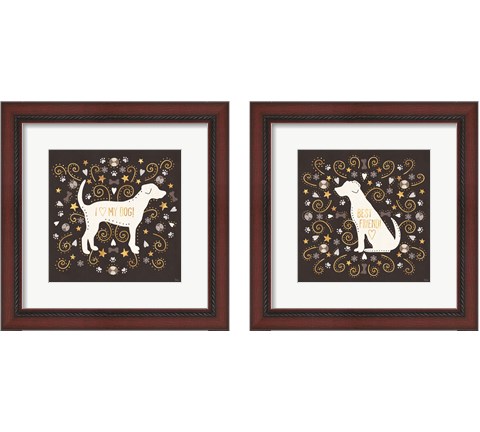 Otomi Dogs Dark Neutral 2 Piece Framed Art Print Set by Veronique Charron