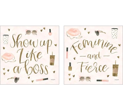 Boss Ladies Pink 2 Piece Art Print Set by Jenaya Jackson