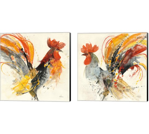 Festive Rooster 2 Piece Canvas Print Set by Albena Hristova