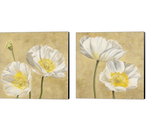 Poppies on Gold 2 Piece Canvas Print Set by Luca Villa