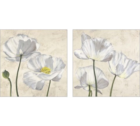 Poppies in White 2 Piece Art Print Set by Luca Villa