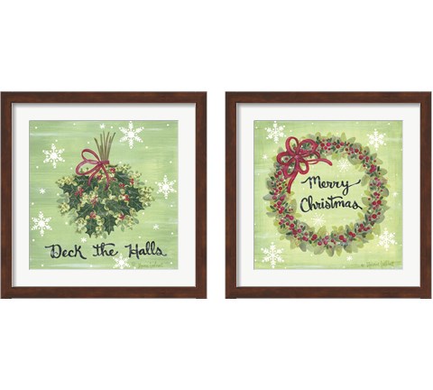 Deck the Halls Holly 2 Piece Framed Art Print Set by Annie Lapoint