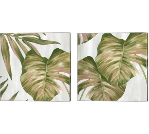 Pink Leaves 2 Piece Canvas Print Set by Eva Watts