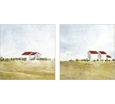 Red Farm House 2 Piece Art Print Set by Isabelle Z