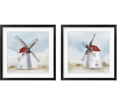 Red Windmill 2 Piece Framed Art Print Set by Isabelle Z