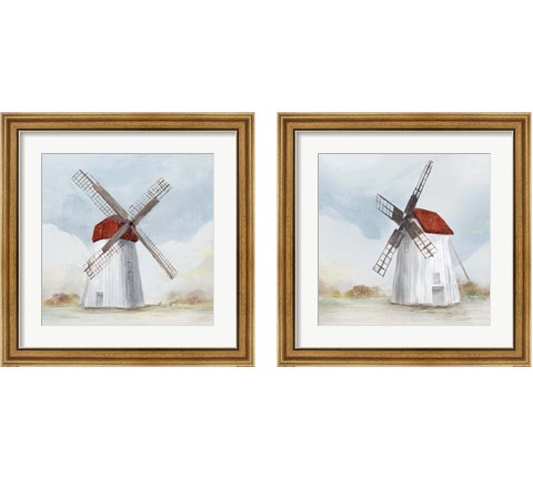 Red Windmill 2 Piece Framed Art Print Set by Isabelle Z