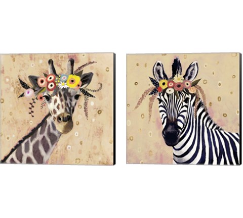 Klimt Zebra 2 Piece Canvas Print Set by Victoria Borges