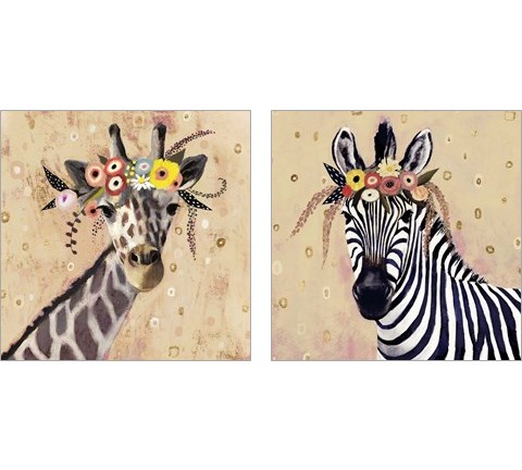 Klimt Zebra 2 Piece Art Print Set by Victoria Borges