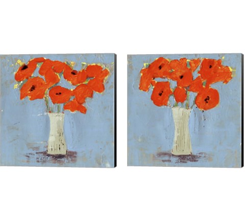 Orange Poppy Impression 2 Piece Canvas Print Set by Victoria Borges