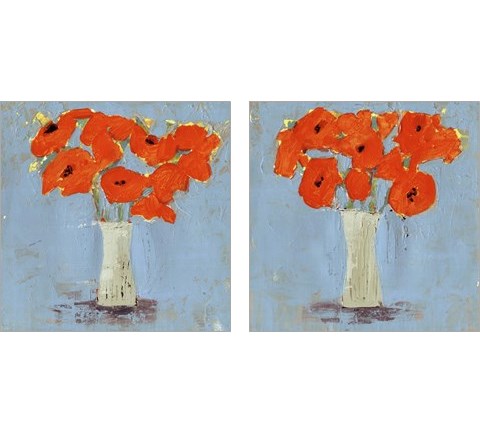 Orange Poppy Impression 2 Piece Art Print Set by Victoria Borges