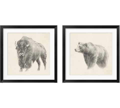 Western Bear Study 2 Piece Framed Art Print Set by Ethan Harper