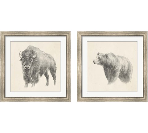 Western Bear Study 2 Piece Framed Art Print Set by Ethan Harper